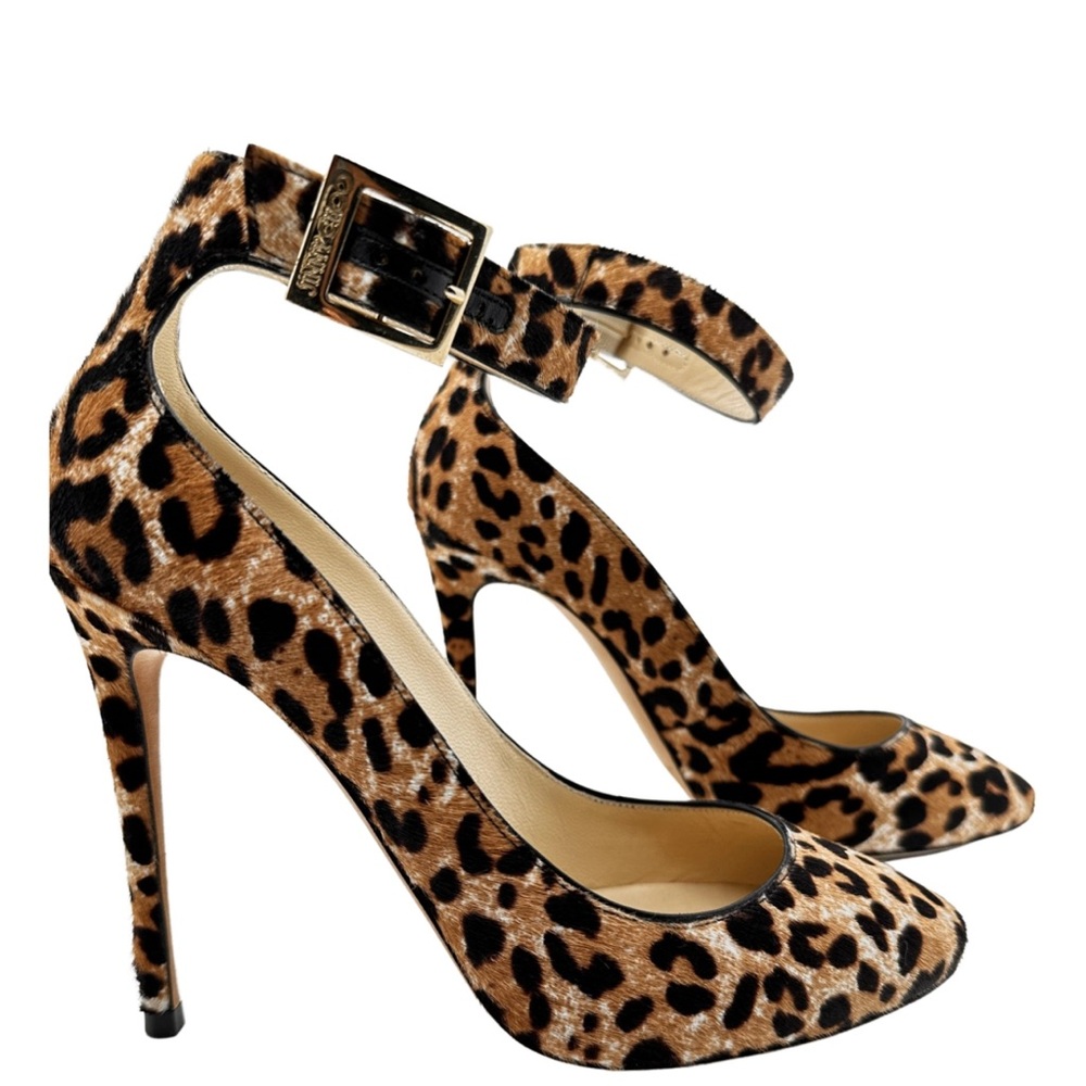 Jimmy Choo Leopard Print Strapy Stiletto Heels size 38
